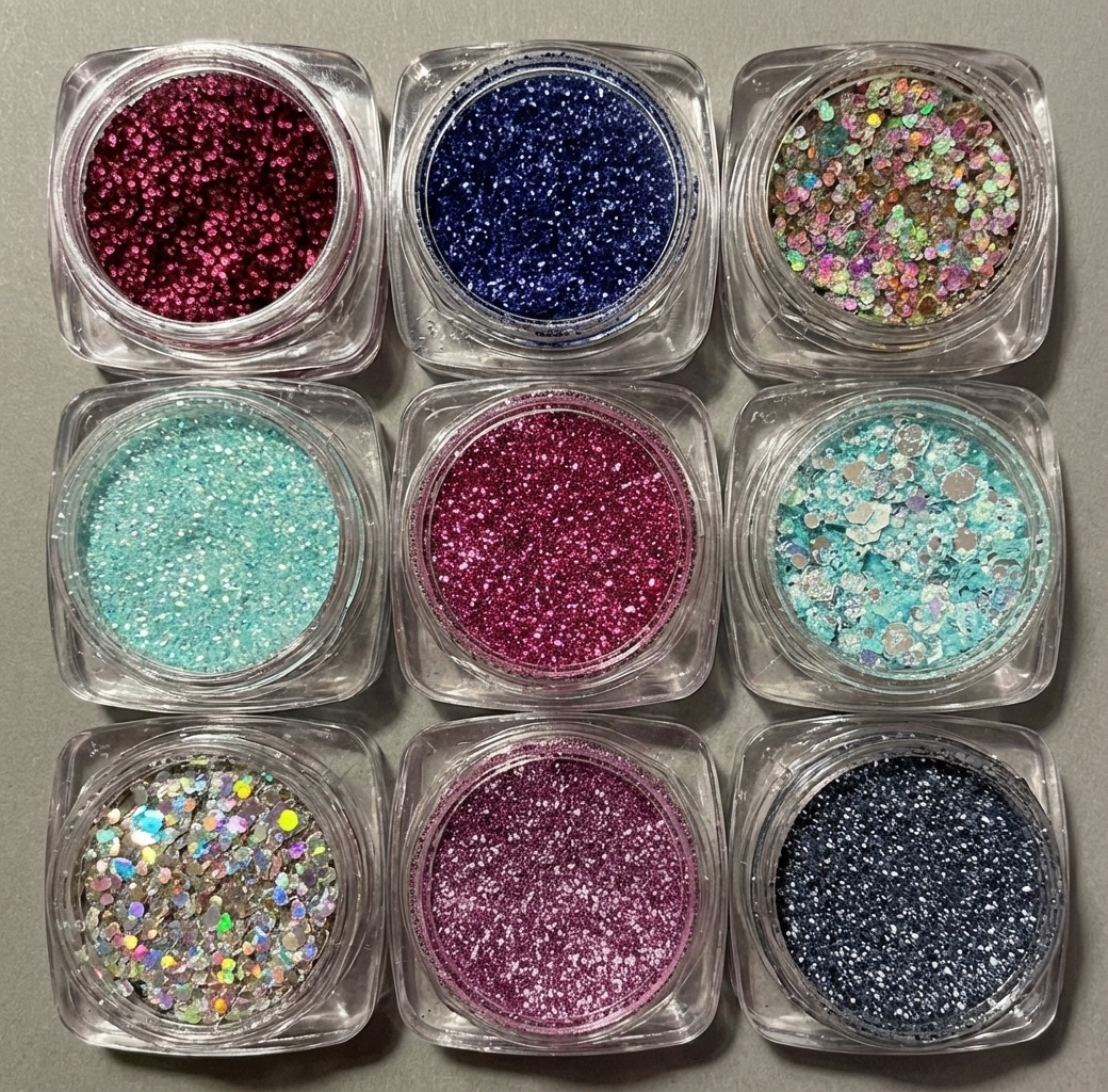semi pressed wet glitter
